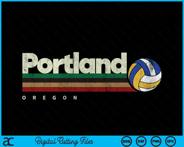 Vintage Volleyball Portland City Volleyball Retro Stripes SVG PNG Digital Cutting Files