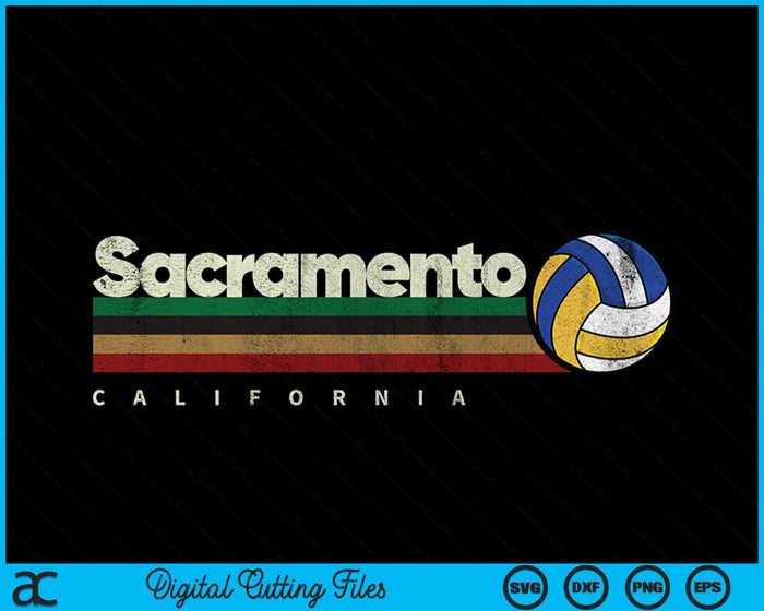 Vintage Volleyball Sacramento City Volleyball Retro Stripes SVG PNG Digital Cutting Files Vintage Volleyball Sacramento City Volleyball Retro Stripes SVG PNG Digital Cutting Files