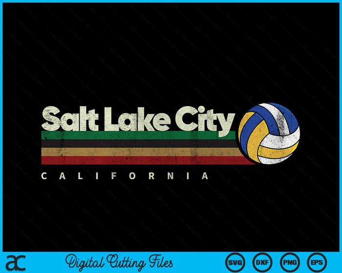 Vintage Volleyball Salt Lake City Volleyball Retro Stripes SVG PNG Digital Cutting Files Vintage Volleyball Salt Lake City Volleyball Retro Stripes SVG PNG Digital Cutting Files