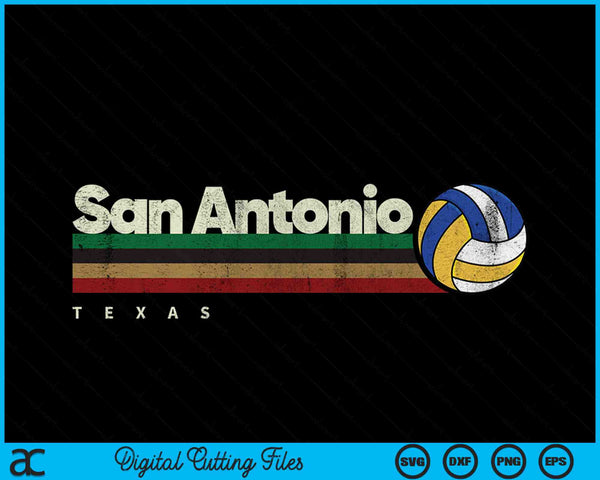 Vintage Volleyball San Antonio City Volleyball Retro Stripes SVG PNG Digital Cutting Files
