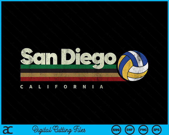 Vintage Volleyball San Diego City Volleyball Retro Stripes SVG PNG Digital Cutting Files Vintage Volleyball San Diego City Volleyball Retro Stripes SVG PNG Digital Cutting Files