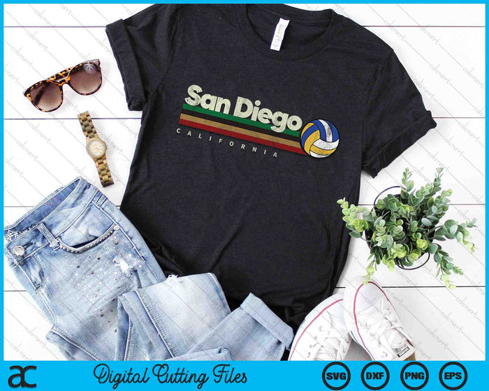 Vintage Volleyball San Diego City Volleyball Retro Stripes SVG PNG Digital Cutting Files Vintage Volleyball San Diego City Volleyball Retro Stripes SVG PNG Digital Cutting Files