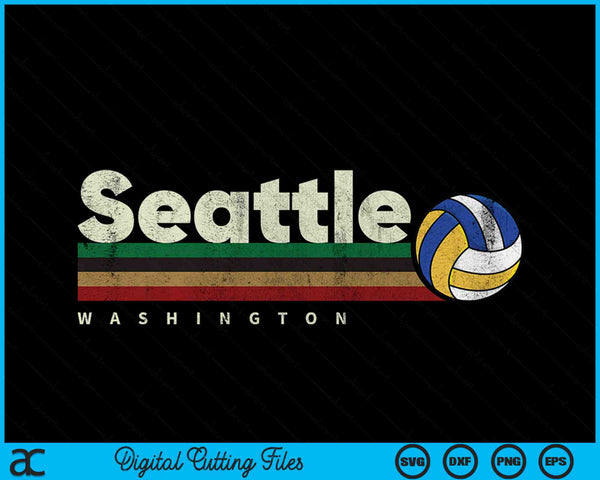 Vintage Volleyball Seattle City Volleyball Retro Stripes SVG PNG Digital Cutting Files