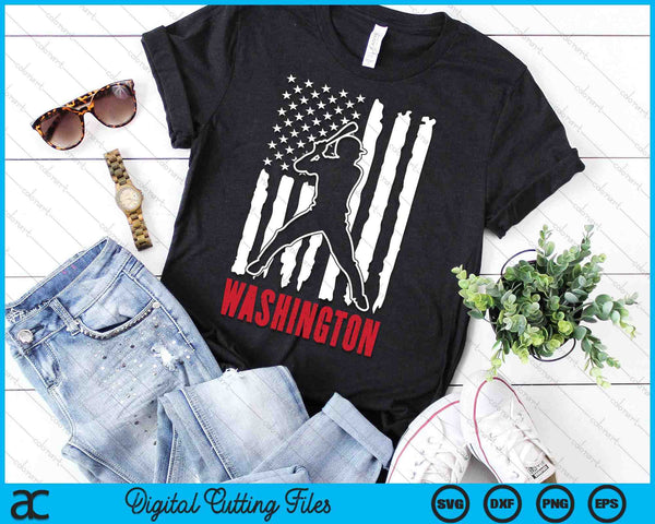 Vintage Washington American Flag Distressed Baseball SVG PNG Digital Cutting Files