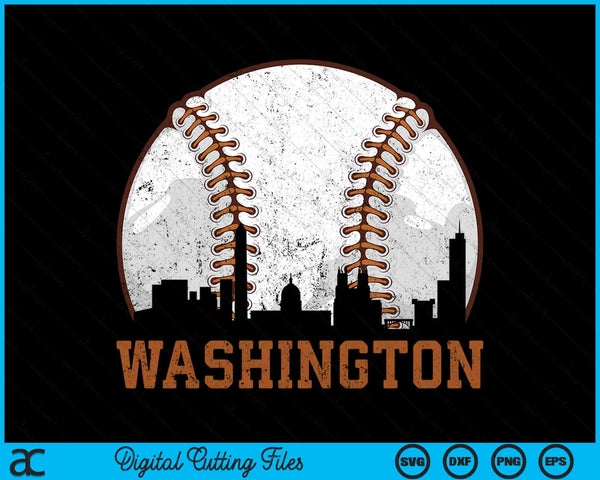 Vintage Washington Cityscape Baseball SVG PNG Digital Printable Files