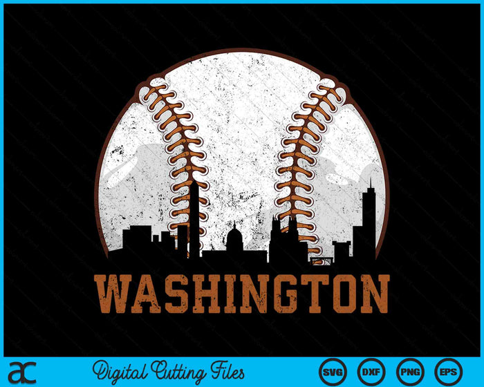 Vintage Washington Cityscape Baseball SVG PNG Digital Printable Files Vintage Washington Cityscape Baseball SVG PNG Digital Printable Files