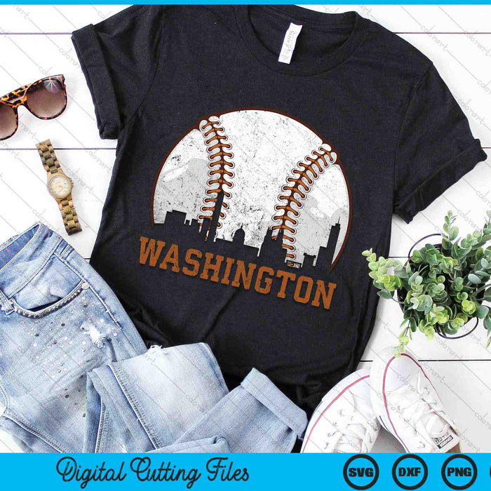 Vintage Washington Cityscape Baseball SVG PNG Digital Printable Files Vintage Washington Cityscape Baseball SVG PNG Digital Printable Files