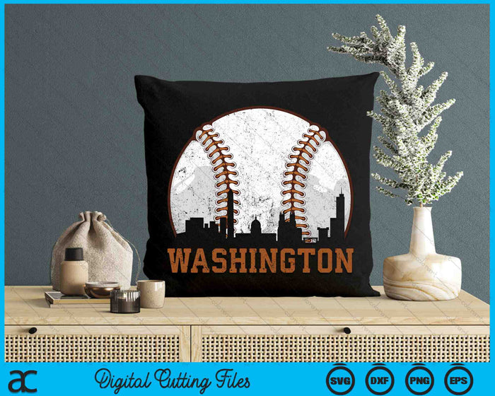 Vintage Washington Cityscape Baseball SVG PNG Digital Printable Files Vintage Washington Cityscape Baseball SVG PNG Digital Printable Files