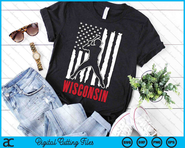 Vintage Wisconsin American Flag Distressed Baseball SVG PNG Digital Cutting Files