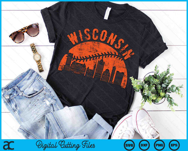 Vintage Wisconsin Baseball SVG PNG Digital Cutting Files