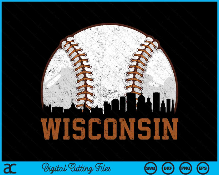 Vintage Wisconsin Cityscape Baseball SVG PNG Digital Printable Files Vintage Wisconsin Cityscape Baseball SVG PNG Digital Printable Files