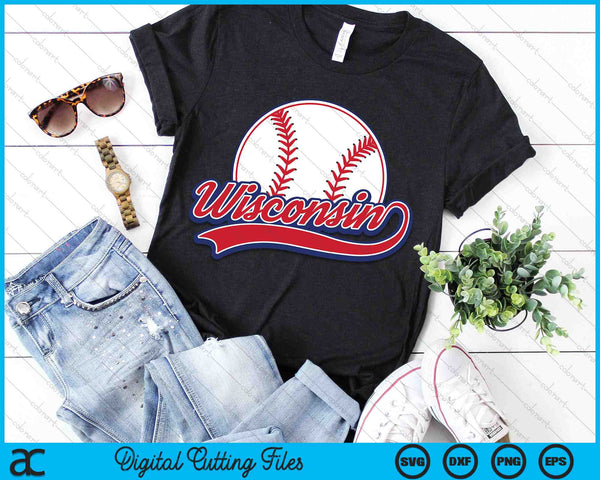 Vintage Wisconsin Cityscape Baseball SVG PNG Digital Cutting Files