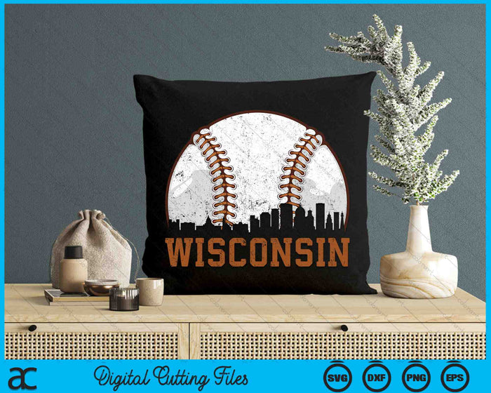 Vintage Wisconsin Cityscape Baseball SVG PNG Digital Printable Files Vintage Wisconsin Cityscape Baseball SVG PNG Digital Printable Files