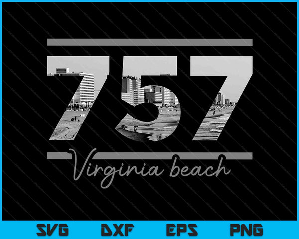 Virginia Beach 757 Area Code Skyline Virginia Vintage SVG PNG Cutting Printable Files