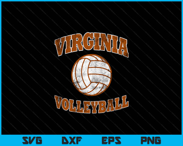 Virginia Volleyball Vintage Distressed SVG PNG Digital Cutting Files