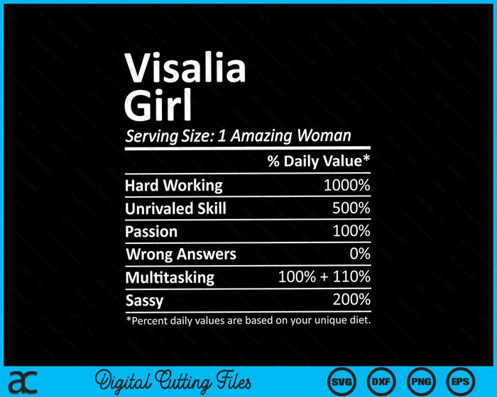 Visalia Girl CA California Funny City Home Roots SVG PNG Digital Cutting Files