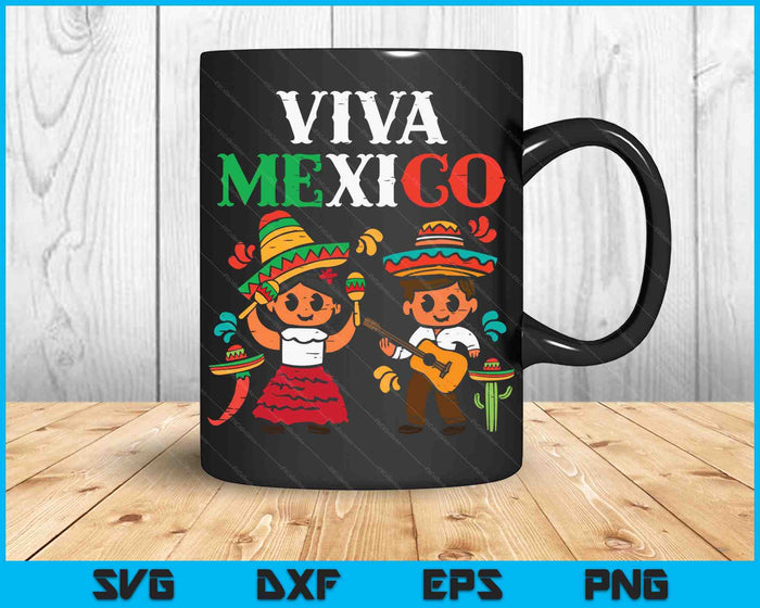 Viva Mexico Boy Girl Maracas Guitar Mexican Independence Kid SVG PNG Digital Cutting Files