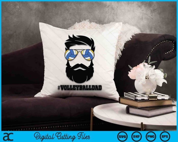 Volleyball Dad With Beard And Cool Sunglasses SVG PNG Digital Cutting Files
