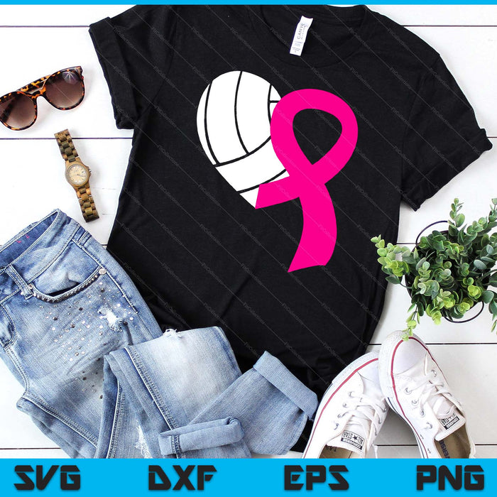 Volleyball Pink Ribbon Heart Cool Breast Cancer Awareness Gifts SVG PNG Cutting Printable Files Volleyball Pink Ribbon Heart Cool Breast Cancer Awareness Gifts SVG PNG Cutting Printable Files