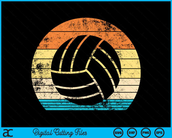 Volleyball Silhouette Retro SVG PNG Digital Printable Files