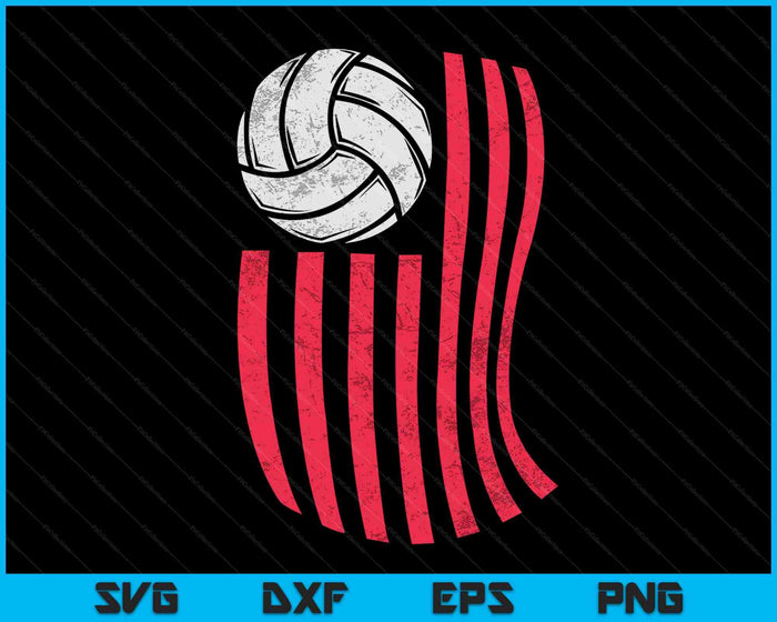 Volleybal USA Amerikaanse vlag Vintage 4 juli SVG PNG digitale snijbestanden Volleybal USA Amerikaanse vlag Vintage 4 juli SVG PNG digitale snijbestanden