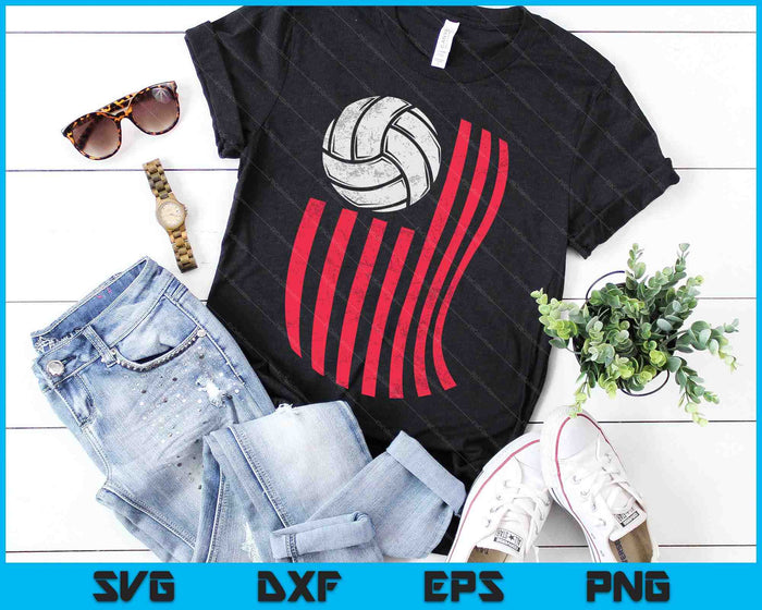 Volleybal USA Amerikaanse vlag Vintage 4 juli SVG PNG digitale snijbestanden Volleybal USA Amerikaanse vlag Vintage 4 juli SVG PNG digitale snijbestanden