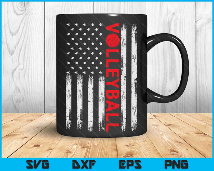 Volleyball Vintage USA American Flag SVG PNG Digital Printable Files Volleyball Vintage USA American Flag SVG PNG Digital Printable Files