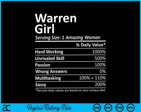 Warren Girl MI Michigan Funny City Home Roots SVG PNG Cortar archivos imprimibles