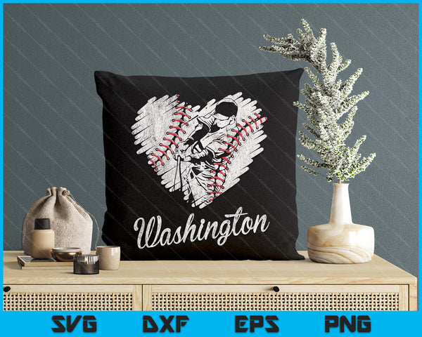 Washington Baseball Heart Distressed Vintage Baseball Fans SVG PNG Digital Printable Files