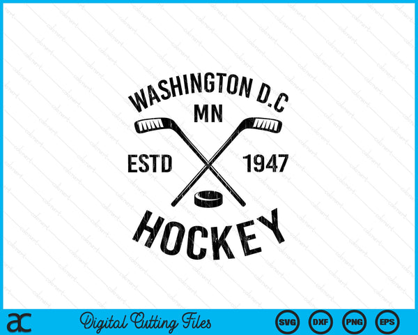 Washington D.C Minnesota Ice Hockey Sticks Vintage Gift SVG PNG Digital Cutting Files