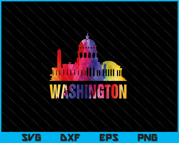 Washington Watercolor Skyline Home State Souvenir SVG PNG Cutting Printable Files