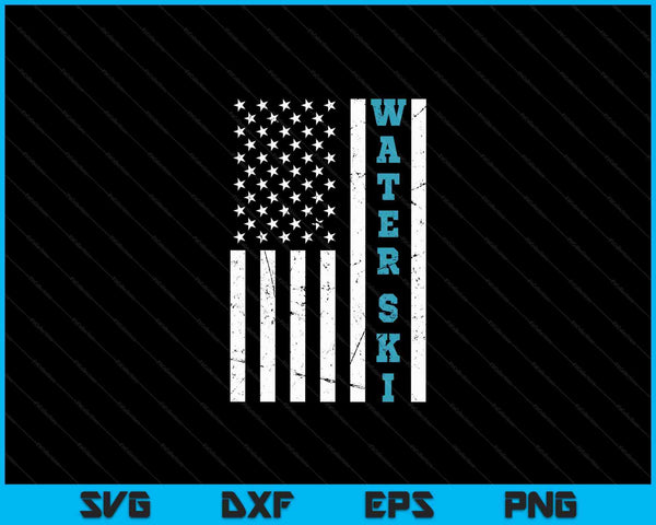Water Ski USA Flag Waterskiing Waterskier Watersports SVG PNG Digital Printable Files