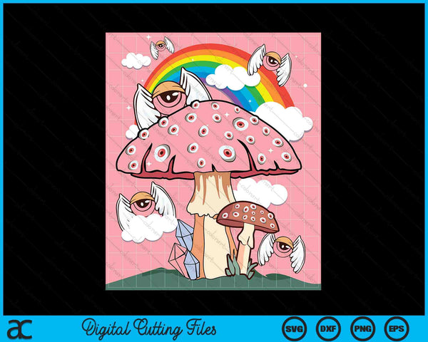 Weirdcore Aesthetic Cottagecore Kawaii Mushroom Eyes SVG PNG Digital Cutting Files