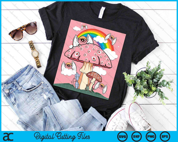 Weirdcore Aesthetic Cottagecore Kawaii Mushroom Eyes SVG PNG Digital Cutting Files