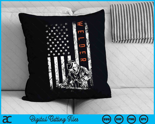 Welder Vintage USA American Flag Welding SVG PNG Digital Cutting File