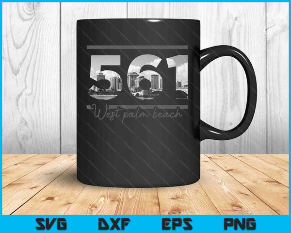 West Palm Beach 561 Area Code Skyline Florida Vintage SVG PNG Cutting Printable Files