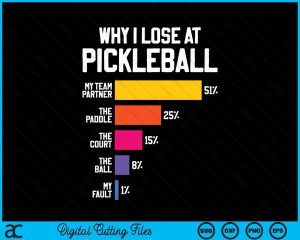 Why I Lose Funny Pickleball Humor SVG PNG Digital Cutting Files