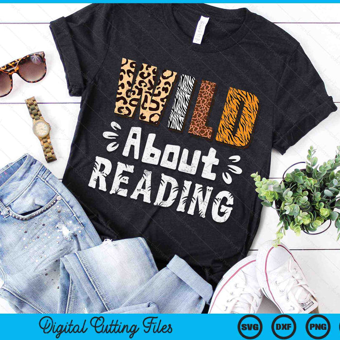 Wild About Reading Books Reader Lover Animals Leopard Zebra SVG PNG Digital Cutting Files