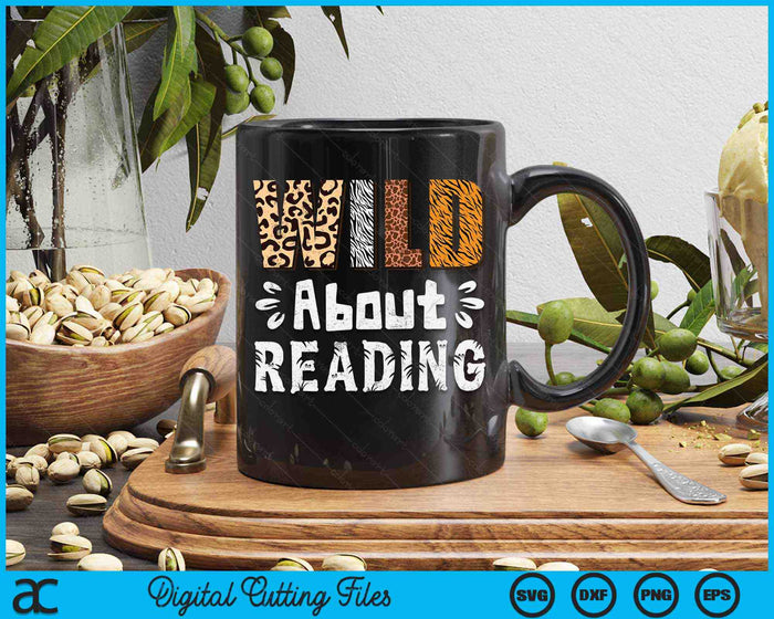 Wild About Reading Books Reader Lover Animals Leopard Zebra SVG PNG Digital Cutting Files