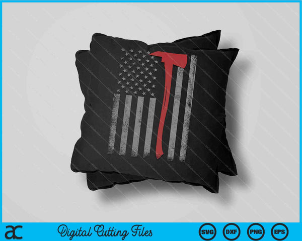 Wildland Firefighter Axe American Flag Thin Red Line SVG PNG Cutting Printable Files