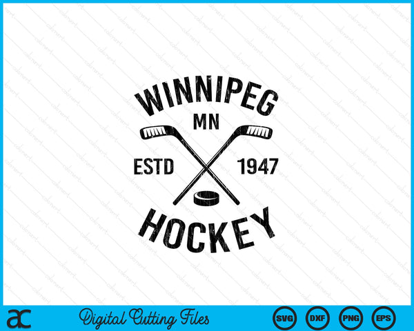 Winnipeg Minnesota Ice Hockey Sticks Vintage Gift SVG PNG Digital Cutting Files