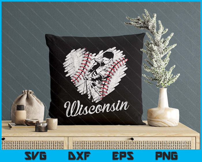 Wisconsin Baseball Heart Distressed Vintage Baseball Fans SVG PNG Digital Printable Files Wisconsin Baseball Heart Distressed Vintage Baseball Fans SVG PNG Digital Printable Files