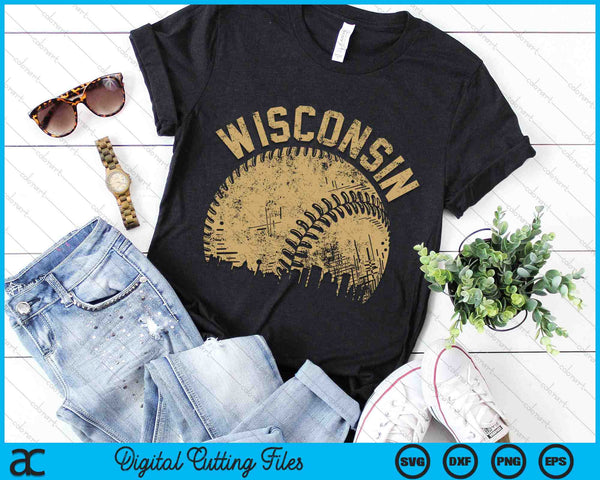 Wisconsin Baseball Skyline Player Coach Fan SVG PNG Digital Printable Files