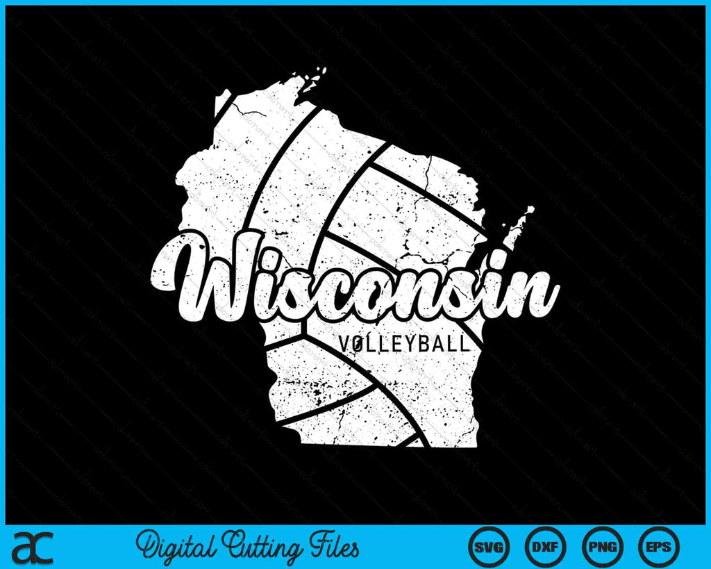 Wisconsin Volleyball Script Vintage Distressed SVG PNG Cutting Files creativeusarts