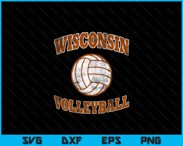 Wisconsin Volleyball Vintage Distressed SVG PNG Digital Cutting Files