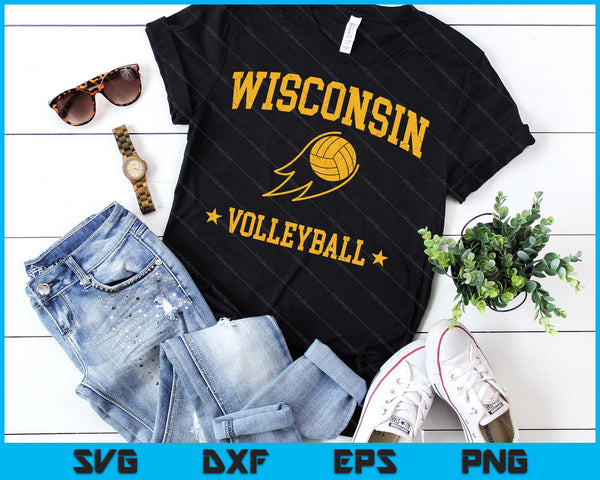 Wisconsin Volleyball Vintage Gameday Retro Volleyball Lover SVG PNG Digital Printable Files