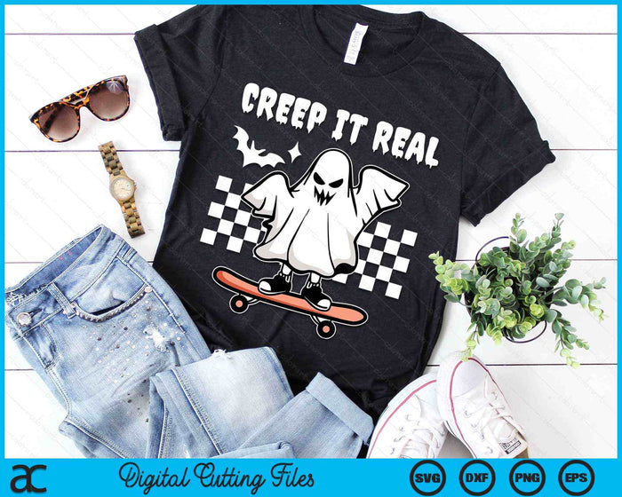Womens Retro Halloween Creep it Real Vintage Ghost Halloween SVG PNG Digital Cutting File Womens Retro Halloween Creep it Real Vintage Ghost Halloween SVG PNG Digital Cutting File