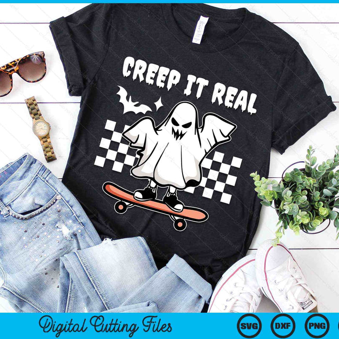 Womens Retro Halloween Creep it Real Vintage Ghost Halloween SVG PNG Digital Cutting File Womens Retro Halloween Creep it Real Vintage Ghost Halloween SVG PNG Digital Cutting File