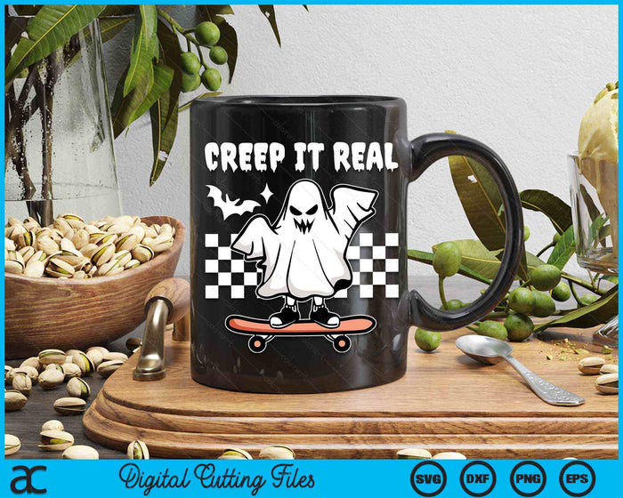 Womens Retro Halloween Creep it Real Vintage Ghost Halloween SVG PNG Digital Cutting File Womens Retro Halloween Creep it Real Vintage Ghost Halloween SVG PNG Digital Cutting File