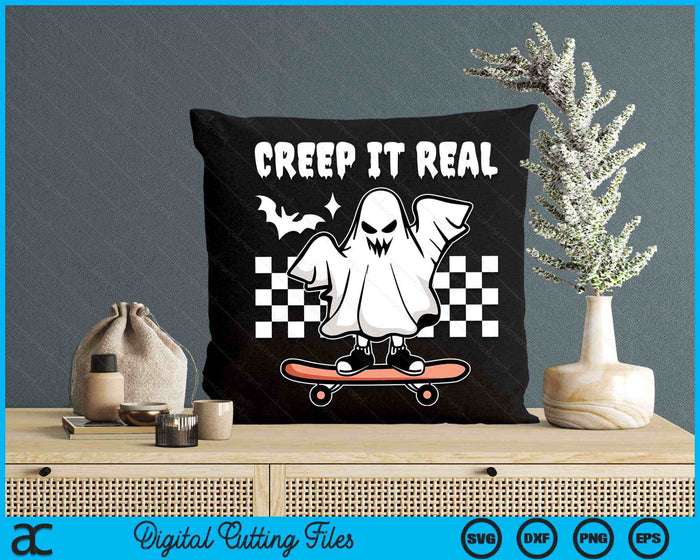 Womens Retro Halloween Creep it Real Vintage Ghost Halloween SVG PNG Digital Cutting File Womens Retro Halloween Creep it Real Vintage Ghost Halloween SVG PNG Digital Cutting File